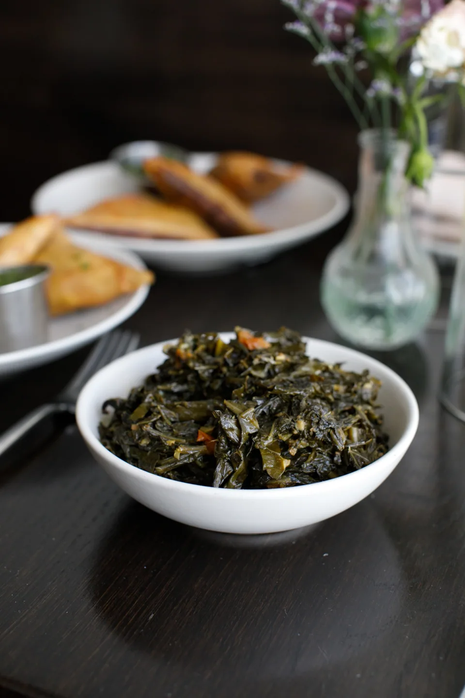 Sukuma Wiki greens in a ceramic bowl