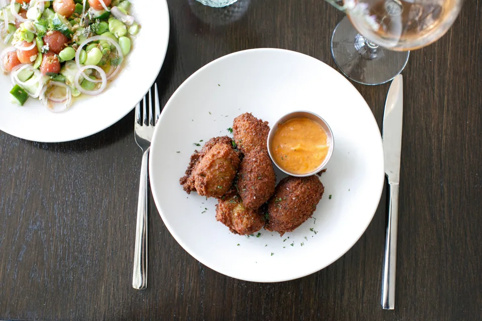 Akara fritters with kani sauce